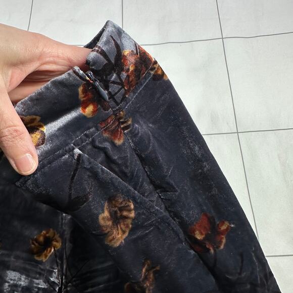 Anthropologie Ett Twa Pants Womens Small Gray Jesse Velvet Floral Wide Leg Party - Picture 6 of 12